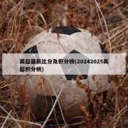 英超最新比分及积分榜(20242025英超积分榜)